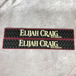 Elijah Craig Bourbon Bar Mats Set of 2 Black Red Rubber Rail Drip Service Mats